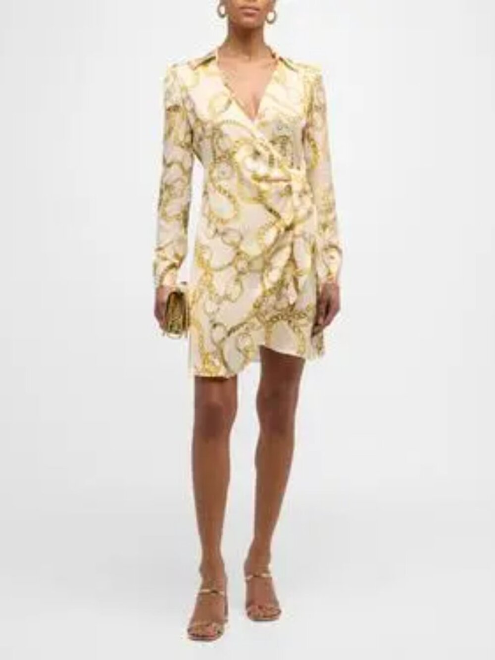 L'AGENCE Amani Chain Print Mini Wrap Shirt Dress 4